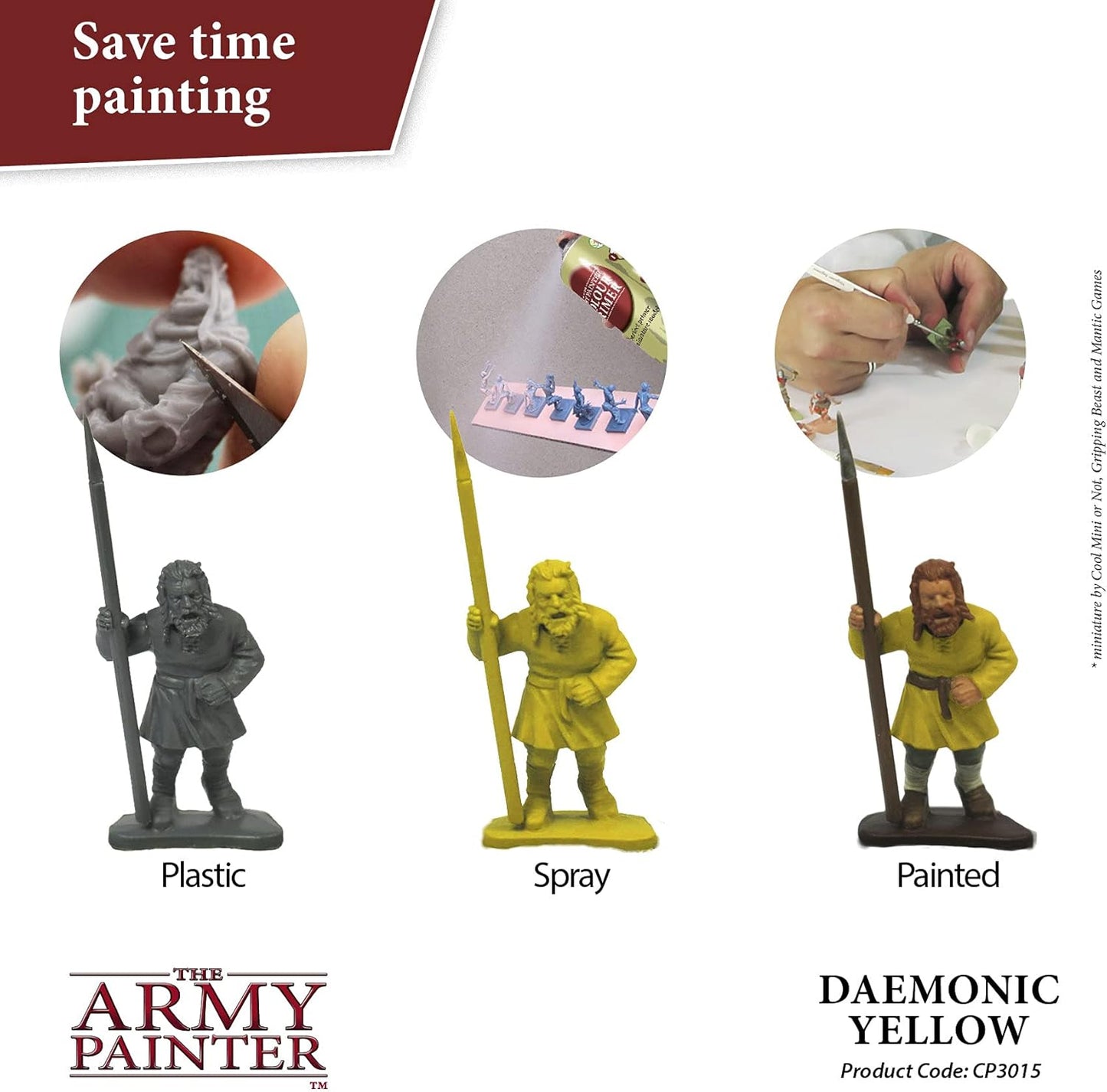 The Army Painter Color Primer Spray Paint, Daemonic Yellow, 400ml, 13.5oz - Acrylic Spray Undercoat for Miniature Painting - Spray Primer for Plastic Miniatures