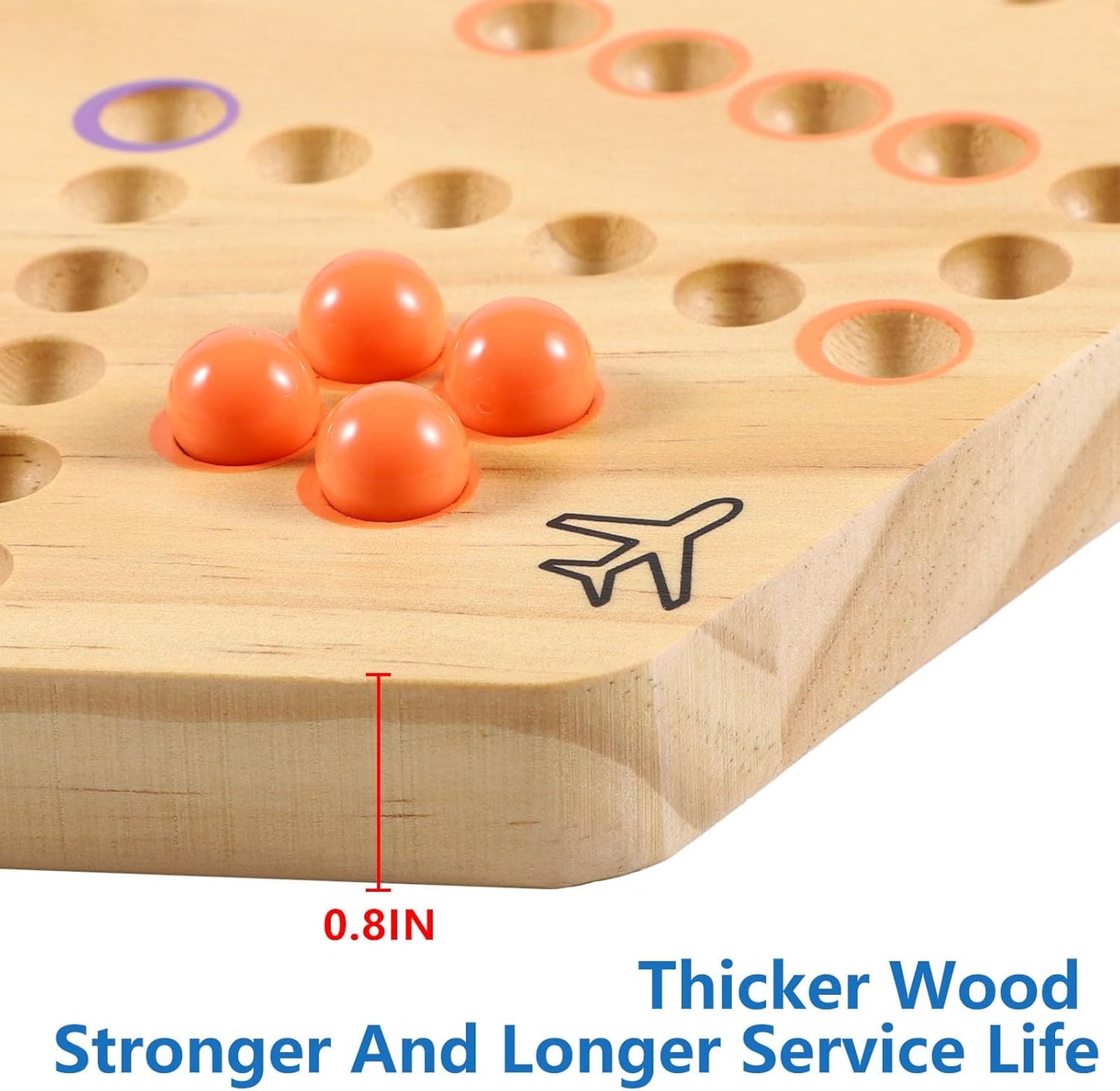 Original Marble Game Wahoo Board Game Double Sided Painted Wooden Fast Track Board Game for Family Friends and Party 6 and 4 Players 6 Colors 24 Marbles 6 Dice