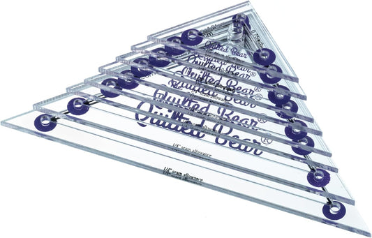 The Quilted Bear Right Angle Triangle Quilting Templates – 8 Clear Non-Slip Acrylic Quilt Templates for Precise Fabric Cutting & Stress-Free Machine Quilting - for Quilt & Sewing Supplies (¾–3")