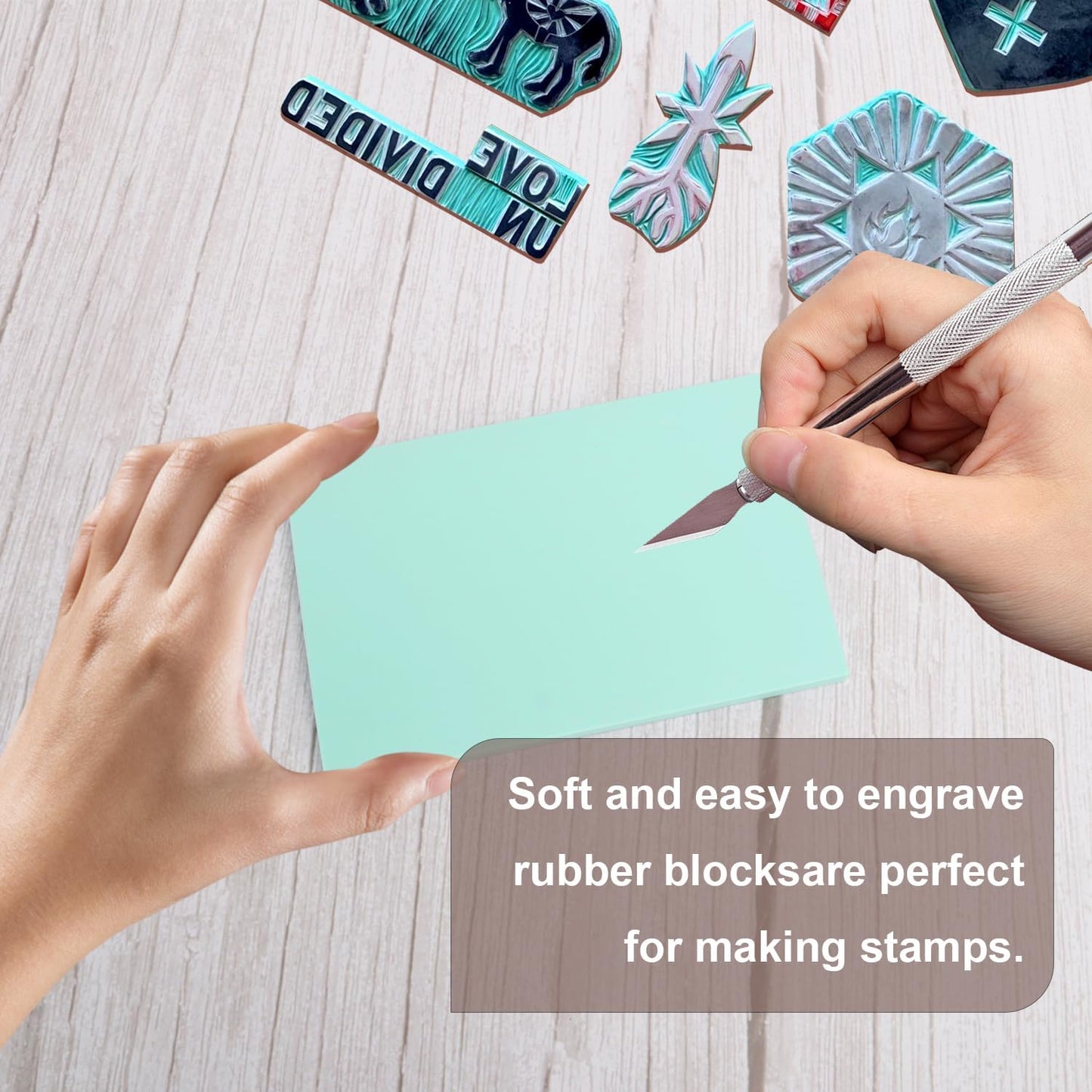 25 Pcs 4"x6" Rubber Carving Blocks, Linoleum Blocks, Stamp Carving Blocks for Printmaking, Linocut Artists, Crafts and More,(Blue) by KUKLIPJIM.