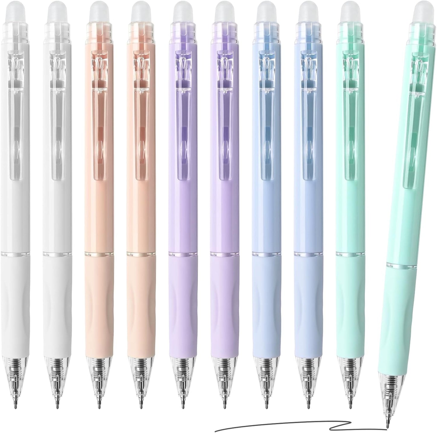 Temiary 10 Pcs Retractable Erasable Gel Pens, Fine Point 0.5 mm, Make Mistakes Disappear, Smooth Writing Gel Pen with Eraser for Journaling Note Taking Marking Planner Crossword Puzzles (Black Ink)