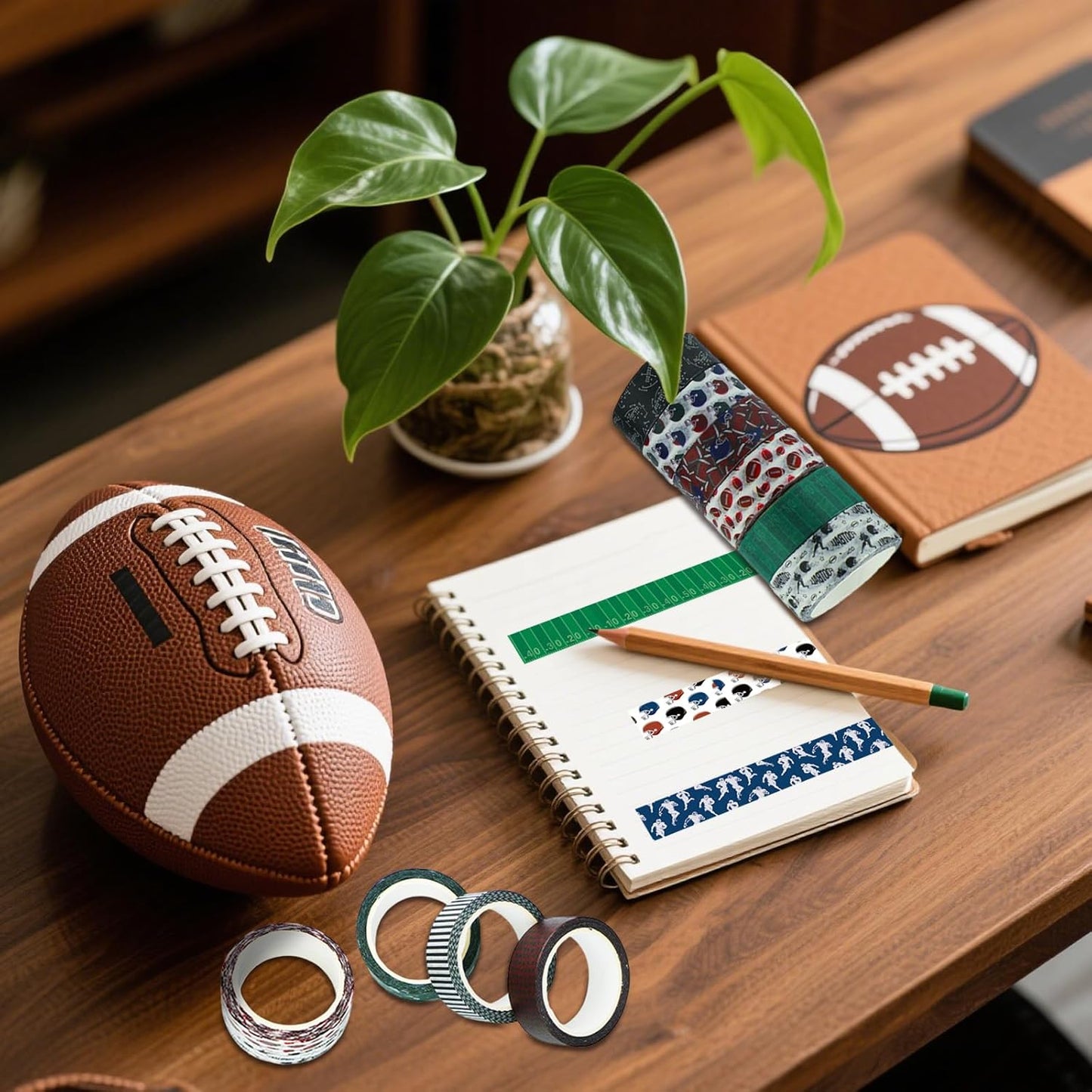 12 Rolls Football Washi Tape Sports Rugby Masking Tape Sport Decorative Tape for Scrapbook Journaling DIY Art Craft Party Decor Gifts Wrapping 16.4FT