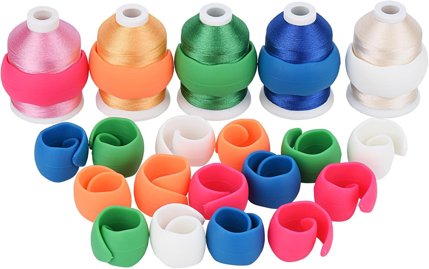 Simthread 63 Colors Compatible with Brother Polyester Embroidery Machine Thread + 20 Thread Holder Kit