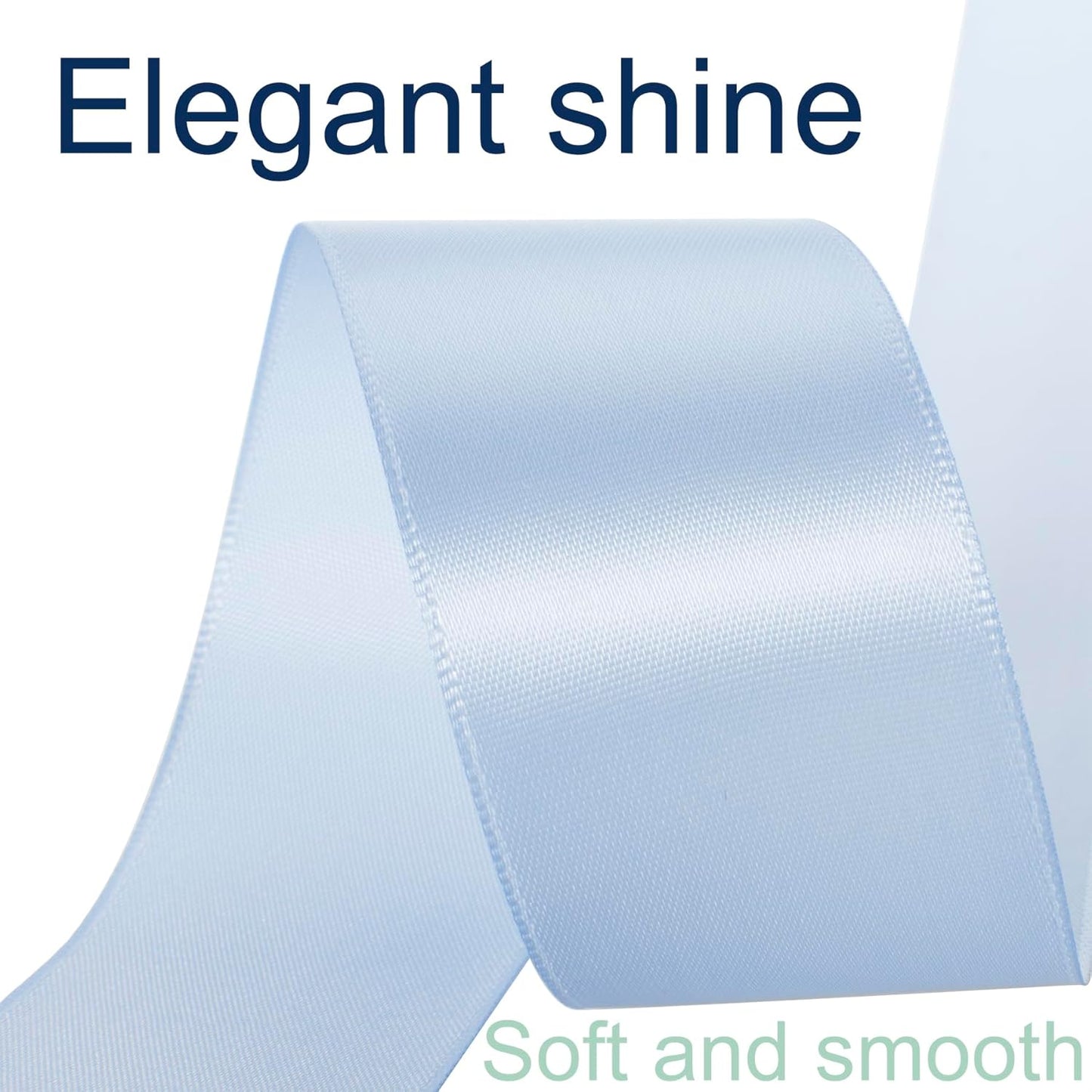 1-1/2 Inch Baby Blue Ribbon, 50 Yards Craft Polyester Satin Ribbon Perfect for Gift Wrapping, Handmade Roses, Wedding Party Decorations and DIY Crafts