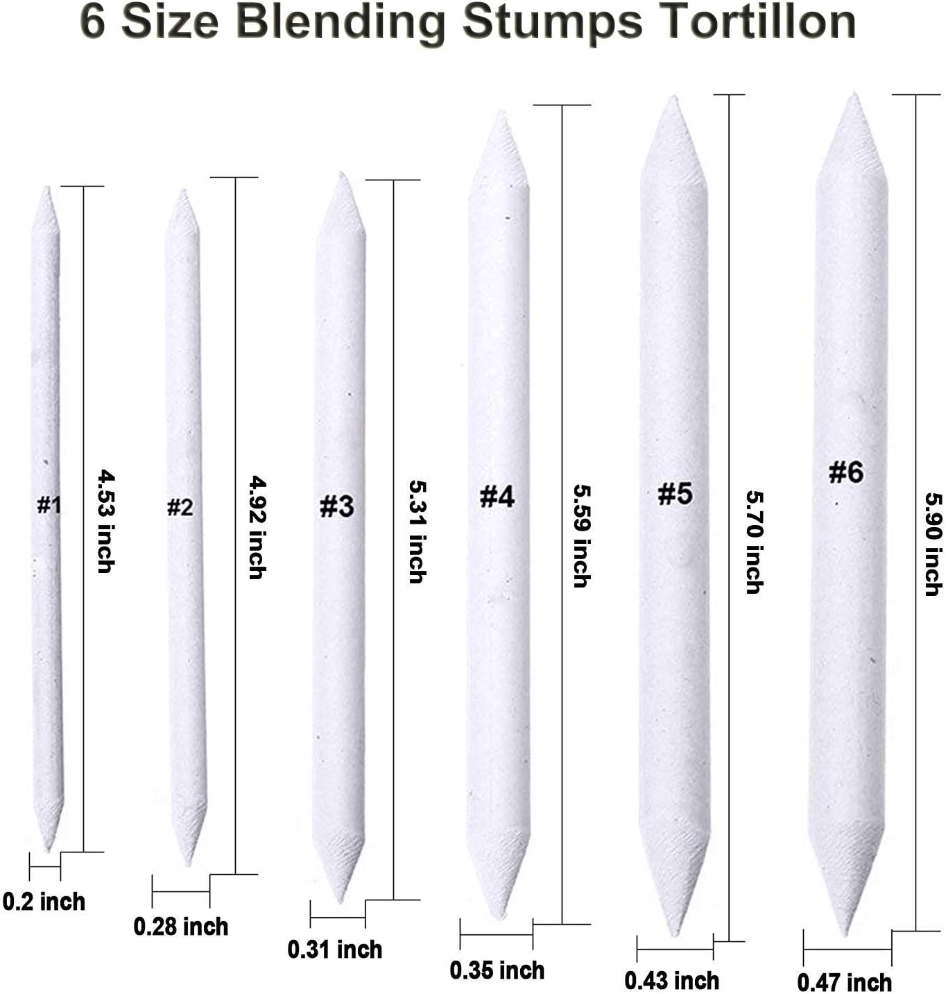 Cettkowns 36 Pieces Artist Blending Stump and Tortillion Art Blenders for Student Sketch Drawing