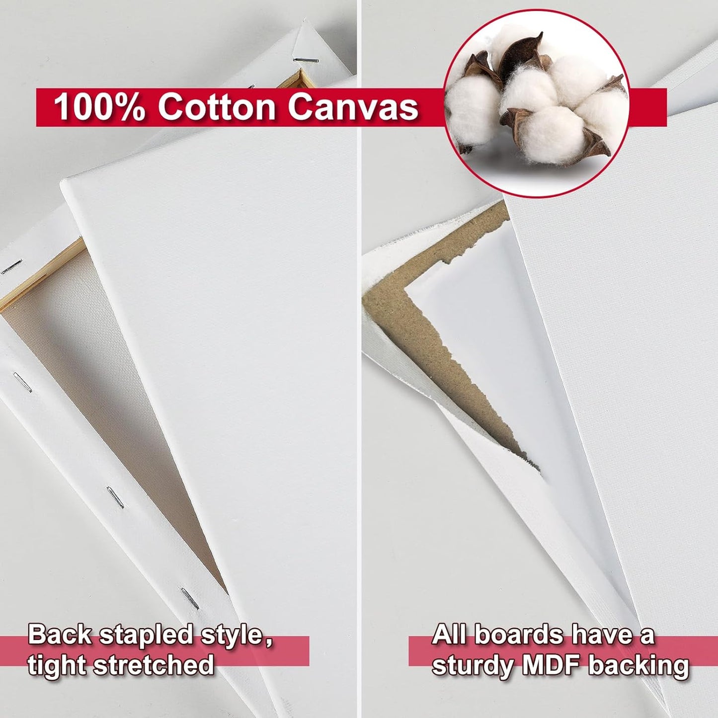 Canvas Boards for Painting, Canvases for Painting with 9 x 12, 11x14, Canvas Panels Set Boards with 5x7, 8x10, 9x12, 11x14, 68 Value Pack for Acrylic, Oil, Tempera & Watercolor Paint