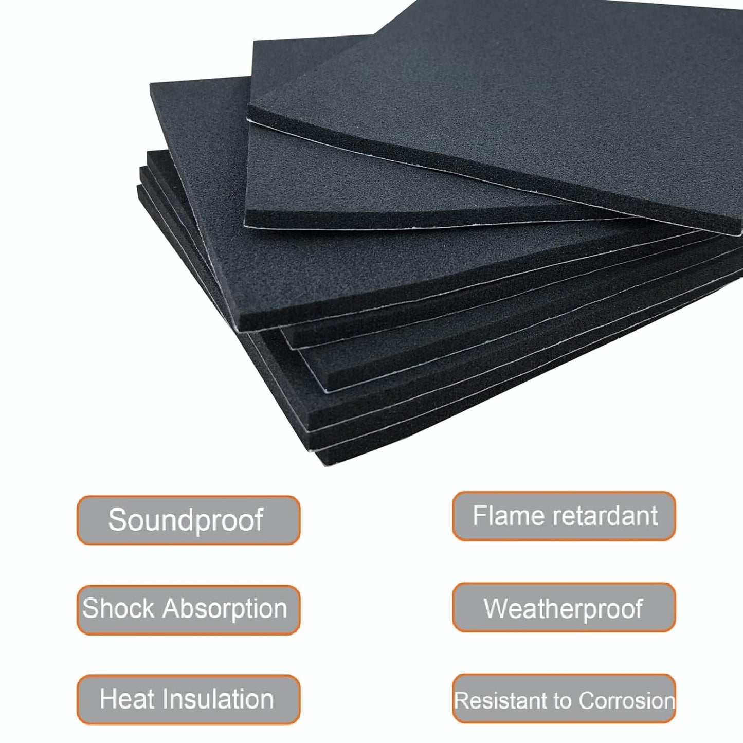 Rubber Adhesive Pads, 4 Pcs Closed Cell Foam Sheet Neoprene High Density Foam Anti Vibration Pads for Furniture Cars Speakers Black (6" x 6" x 1/8", 4 Pcs)