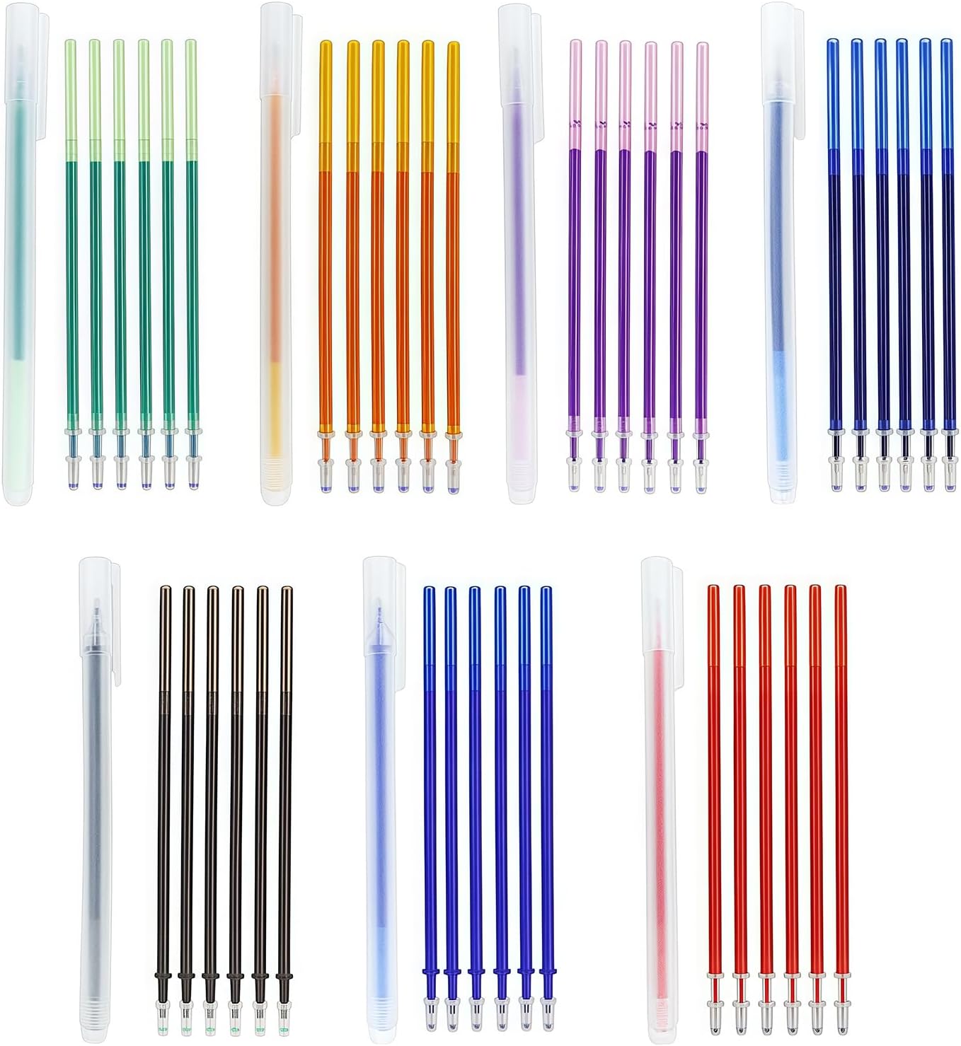 7-Color Heat Erasable Fabric Markers with 42 Refills, Extra-Fine 0.5mm Tip for Sewing, Quilting, Embroidery, Crafts & DIY Projects