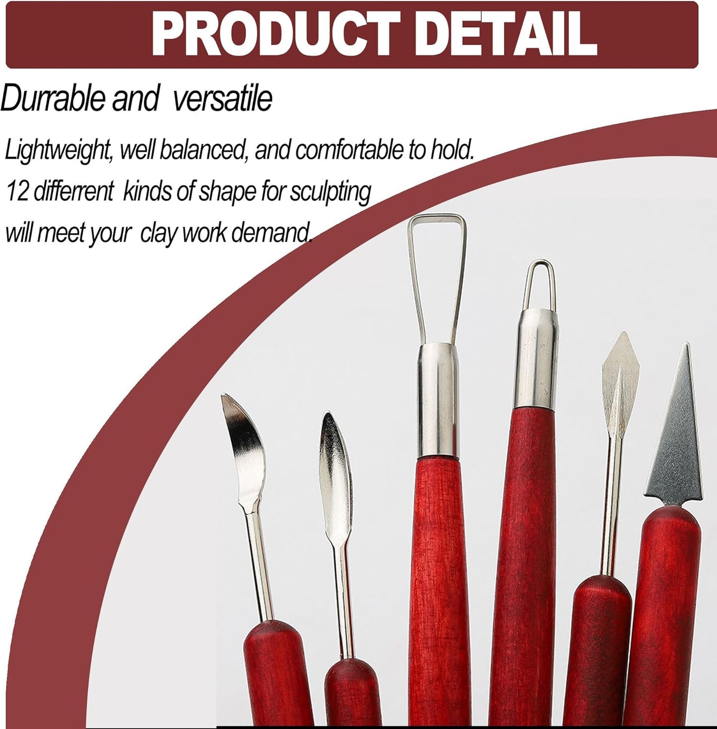 LINPHCEY 6-Piece Clay Sculpting Tools Set Perfect for Polymer Air Dry Modeling Clay Beginners & Professionals Ideal for DIY Pottery & Ceramics Tools for Clay Sculpey Sculpting & Crafting