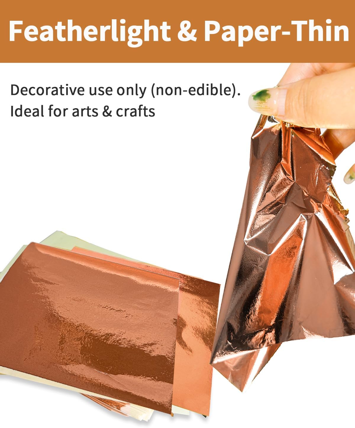 Luckymica Gold Leaf Sheets, 100 Pcs Adequate Gold Foil Sheets for Arts, Crafts, Decoration, Gilding, Paints, DIY, 5.5" x 5.5", Rose Gold, U03