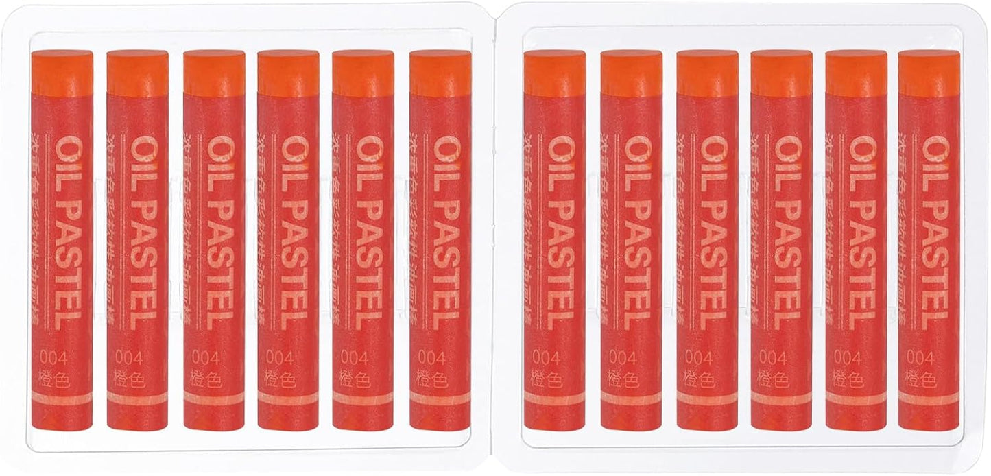 PATIKIL Orange Oil Pastels, 12Pcs Soft Oil Crayons Creamy Pastels Stick Art Supplies for Art Painting Drawing Blending Graffiti for Artists Beginners
