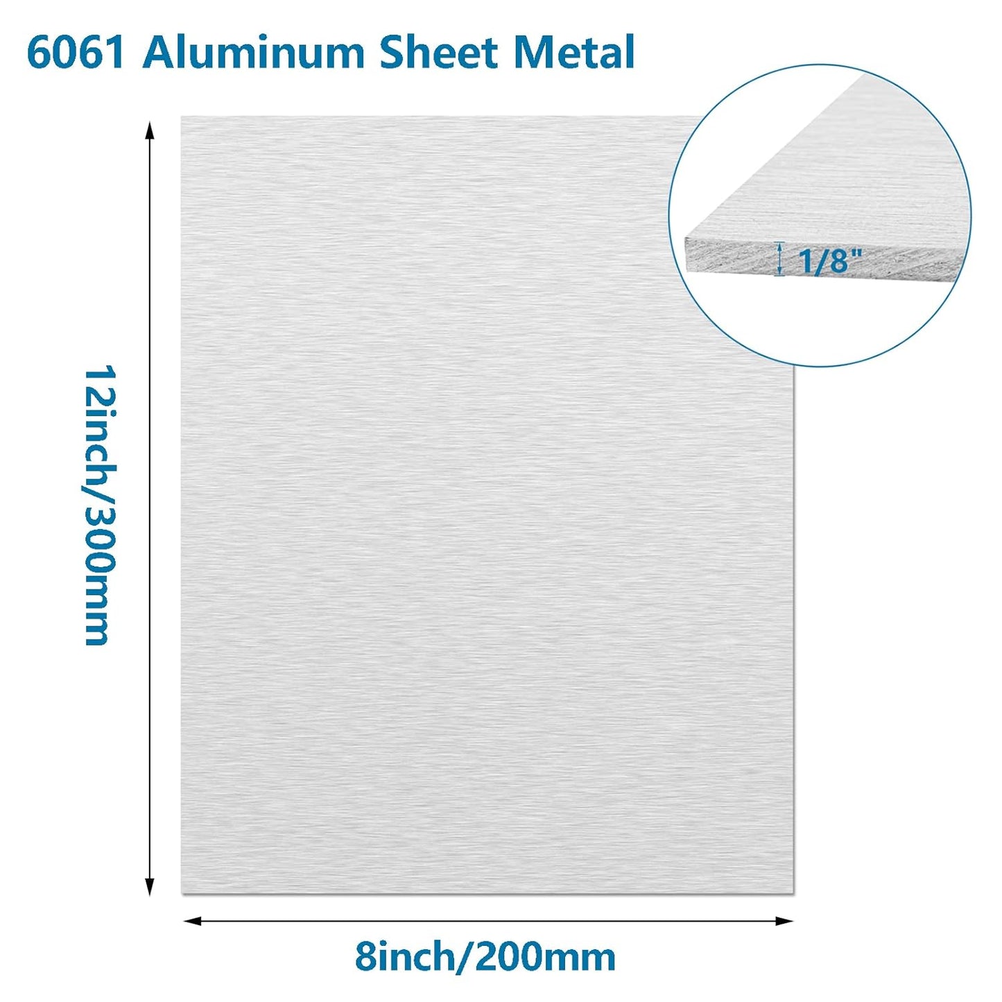 2Pack Aluminum Sheet & Plates 8 x 12 x 1/8 Inch, 6061 Heavy Duty Aluminum Sheets with Protective Film, 3MM Thick Flat Plain Panel Plate Metal Sheet Plate for Crafting Structural Framing Base Plate