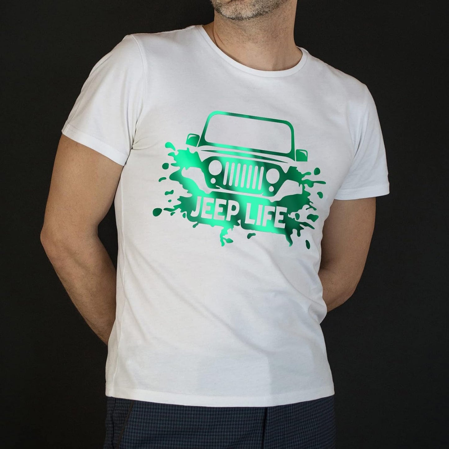 VINYL FROG Metallic Foil HTV Vinyl Roll 12" x5ft Green Chrome Heat Transfer Vinyl Iron on Vinyl Easy to Cut & Weed DIY Heat Press Design for T-Shirts