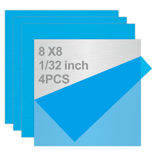 4PCS 8"x8"x1/32 Stainless Steel Metal Plates for Magnetic Mount Board Wall,Tickness 0.8mm 430 Stainless Steel Shim Stock Plates for Crafting, Kitchen, Office