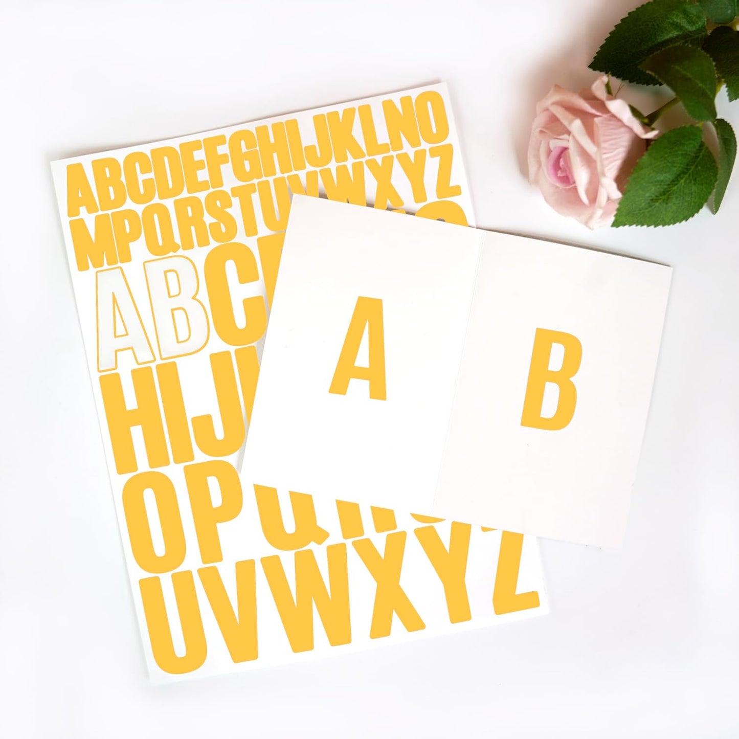 Bemeol Letter Stickers 1560 Pieces 30 Sheets Stick on Vinyl Letters Capital Alphabet Sticker Letter for Craft Bulletin Boards Classroom Home Business Decor(Yellow,1 Inch,2 Inch)