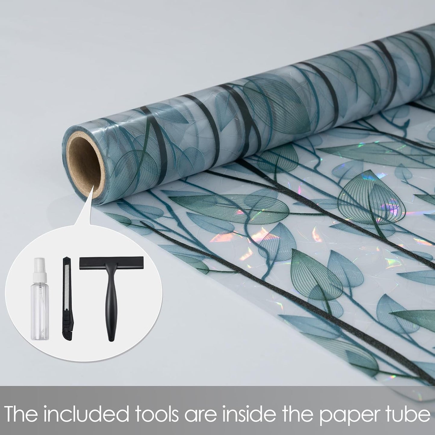 DKTIE Nature Pattern Rainbow Window Film Decorative Stained Glass Window Film Static Cling Films Easy Apply Removable Comes with Tools (U1747-rainbow, 17.7" x 78.7")