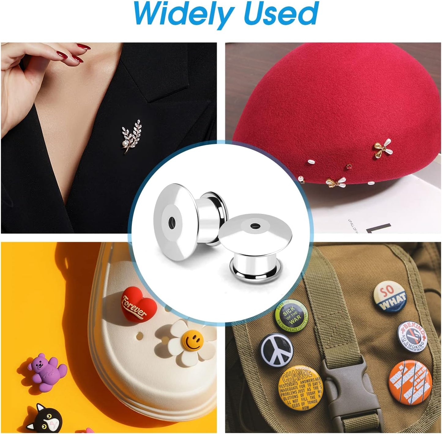 100PCS Metal Pin Backing for Brooch Enamel Lapel Pin Lock Keeper Clasp