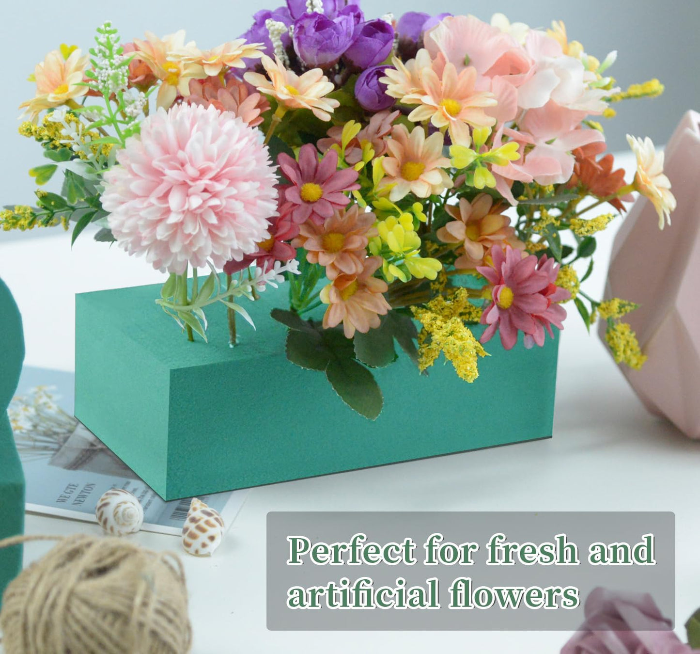 SupKing Floral Foams Blocks 4Pcs (7" L x 3.5" W x 2.1''H) Green Wet Dry Flower Foam Bricks Large Florist Plant Foam for Artificial and Fresh Flower Arrangement