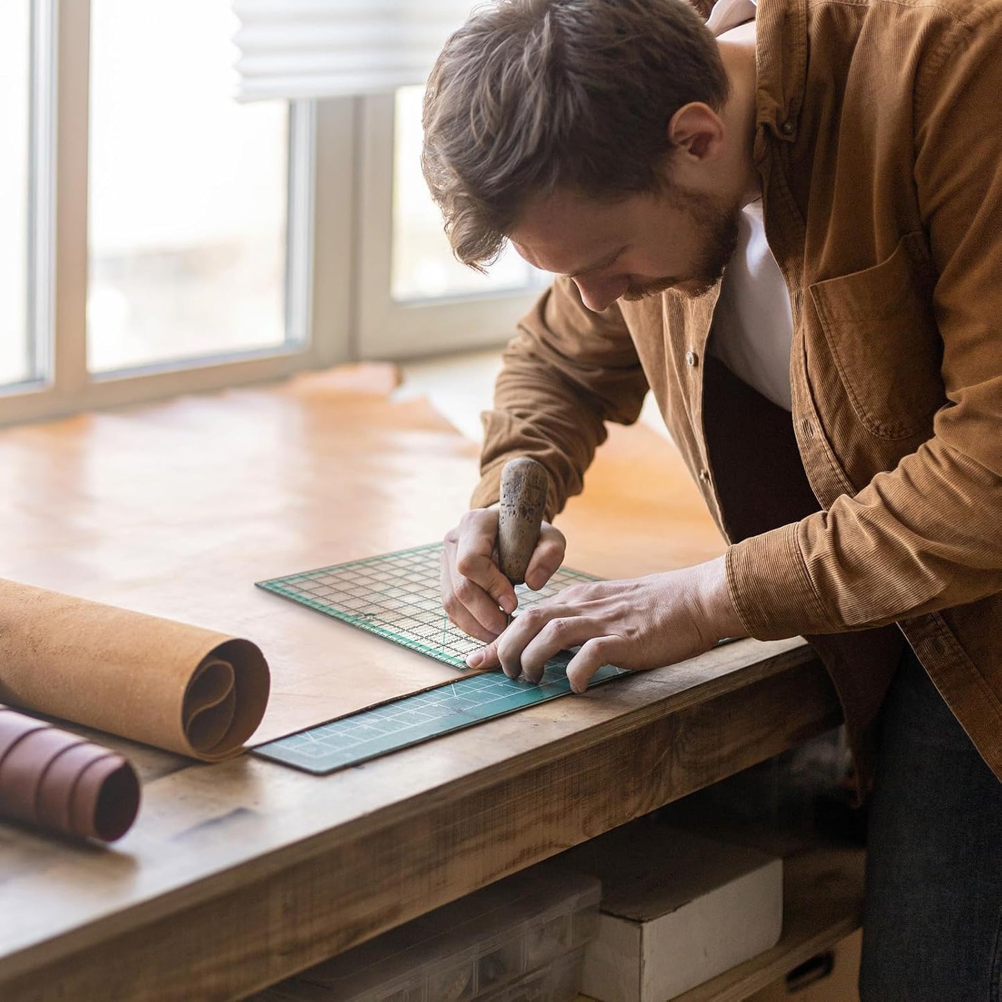 MANUFORE 4pcs Square Quilting Ruler (32cm/24cm/16cm/12cm) Sewing Acrylic Ruler Anti-Slip Metric Ruler DIY Quilting Tools with Clear Printed Lines for Precise Cutting