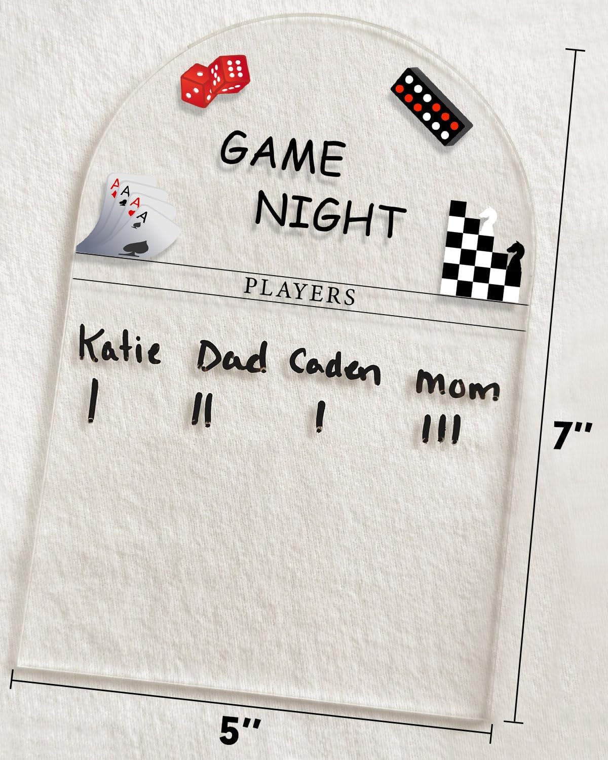 Generic Personalized Game Score Board - Acrylic Engraved Family Game Night Score Tracker,Personalized Gamer Gift, Wedding Gift, Housewarming Gift, Game Night Score Card
