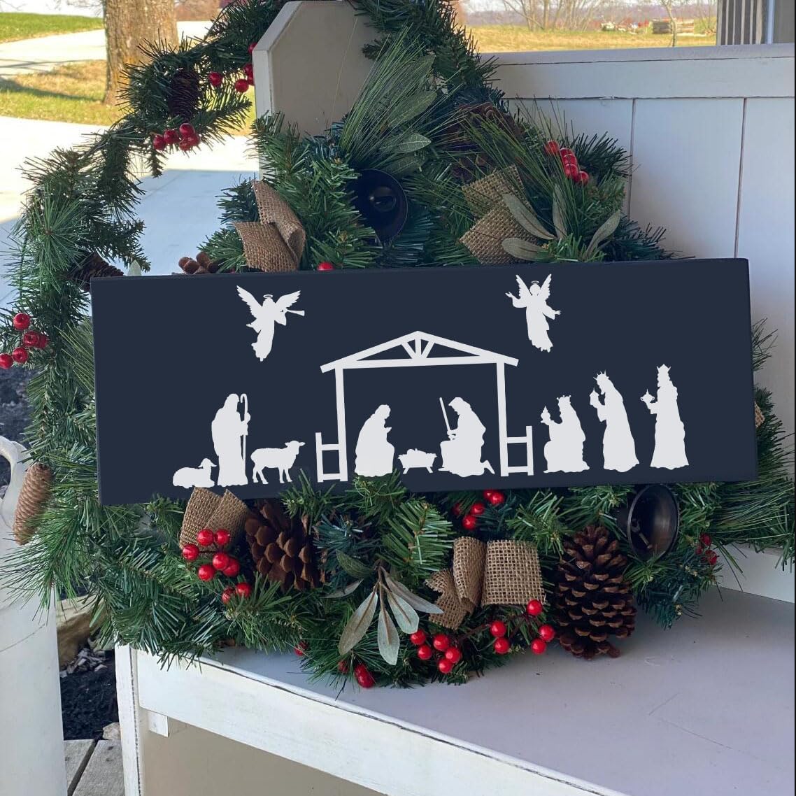 Christmas Stencils for Painting on Wood 12inch Large Christmas Stencil Xmas Holiday Stencils for Door Hanger/Pillow Cover/Wood Sign/Glass Block Decor