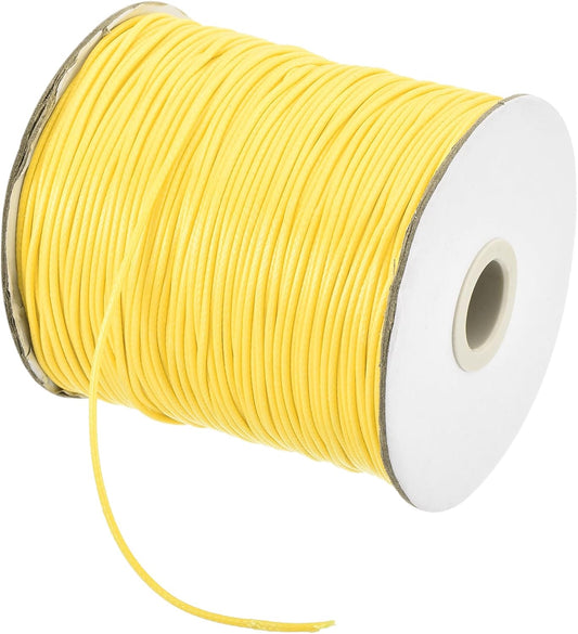 MECCANIXITY Waxed Cord 1.5mm Waxed Polyester Cord 175 Yard Wax String for Bracelet Making,Necklaces, Beading,Jewelry Making and DIY Crafts(Light Yellow)