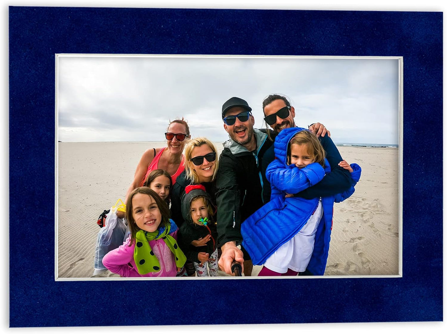 8x10 Mat Bevel Cut for 6x8 Photos - Acid Free Brooke Blue Suede Precut Matboard With Backing Board and Crystal Clear, Self Seal Photo Mat Bag - For Pictures, Photos, Framing - 4-ply Thickness