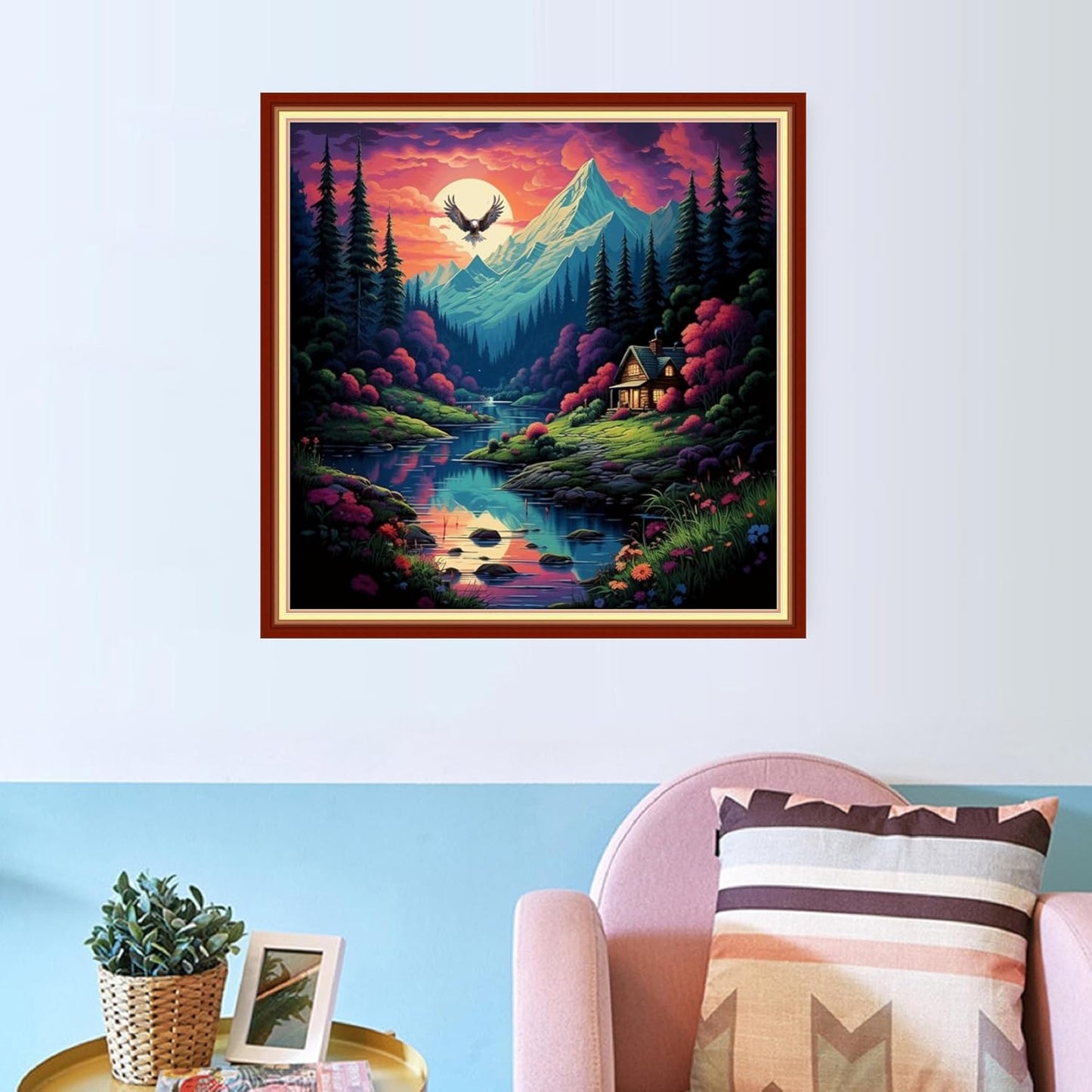 Joyhoor Cross Stitch Kits for Beginners Stamped Cross-Stitch Supplies Needlework preprint Embroidery Kits for Adults DIY Needlepoint Kits Embroidery Patterns 11CT-Night View 18x18 inchs