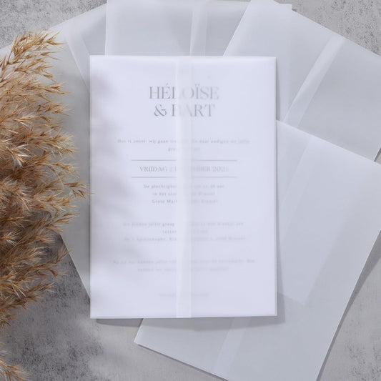 UNIQOOO 70 Pack Vellum Jackets for 5x7 Invitations, Elegant Pre-Folded Vellum Paper, 115GSM Frosted Vellum Cover Wedding Envelopes, Vellum Wraps