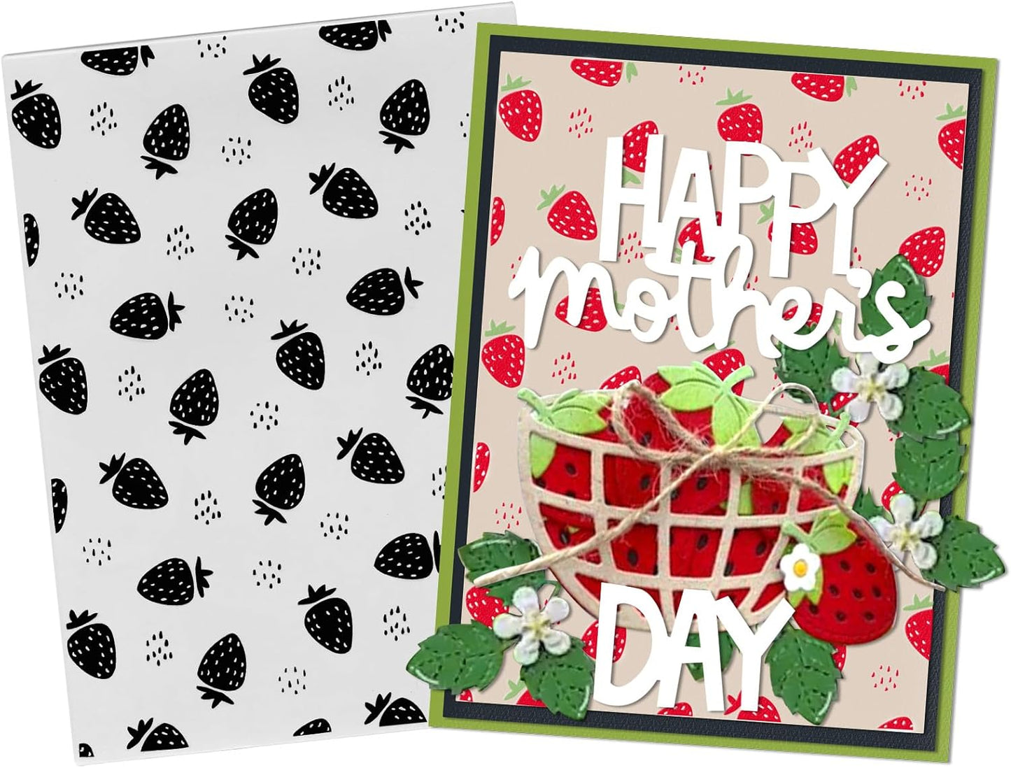 3D Textured Embossing Folders for Card Making, Strawberry Plastic Embossing Folders Fruits Embossing Folder Craft Card Template for DIY Scrapbooking
