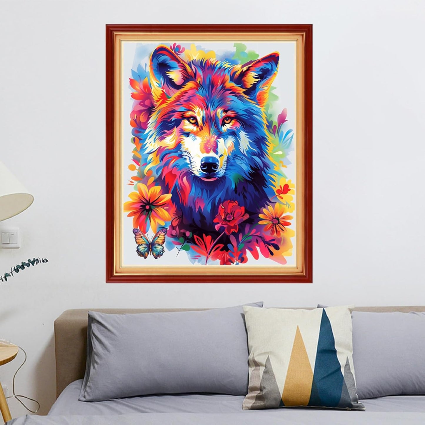 Redxing Stamped Cross Stitch Kits Full Range of Embroidery Starter Kits- Needlepoint Counted Cross Stitch Kits for Beginner Adults 11CT Printed Embroidery Kit-Colorful Wolf cinchs