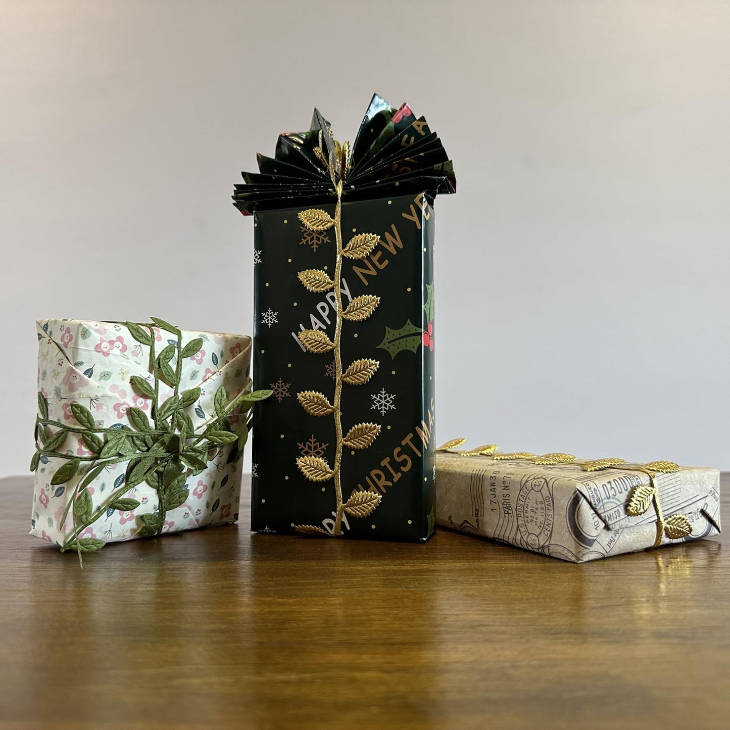 BASOKAN Grass Olive Green Leaves Leaf Ribbon Trim Rope - 20 Yards - for Garland DIY Crafts and Party Wedding Home Decorations