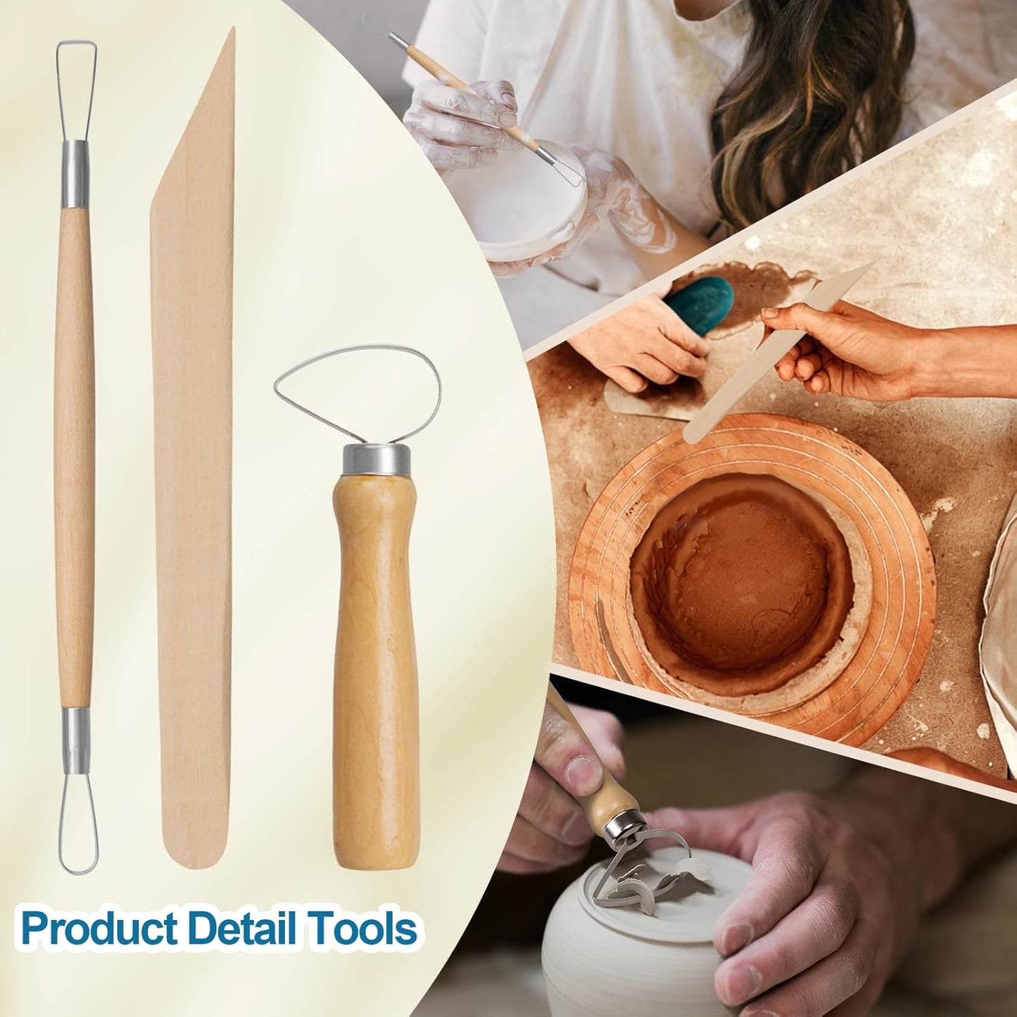 Amrules Clay Tools Kit, 8 PCS Pottery Tools, Practical Polymer Sculpting Tool Kit, Air Dry Clay Tool Set Suitable for Adults, Pottery Craft, Dotting, Drawing, Modeling, Shaping