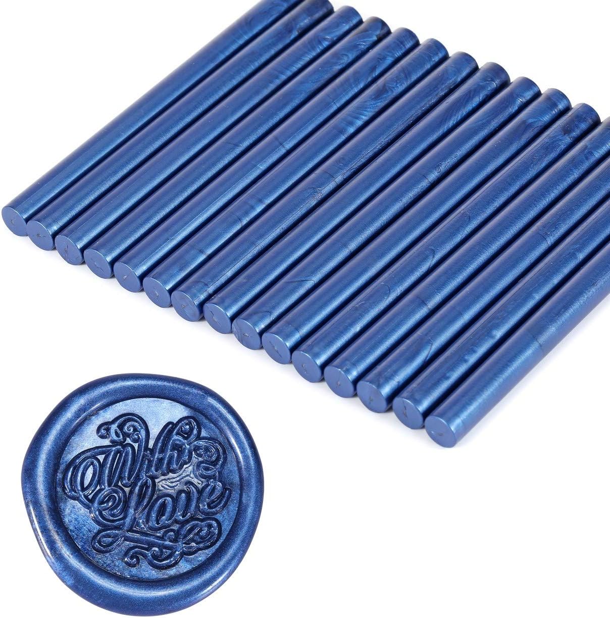 Yoption 15 Pieces Glue Gun Sealing Wax Sticks for Wax Seal Stamp, Great for Wedding Invitations, Cards, Envelopes (Blue)