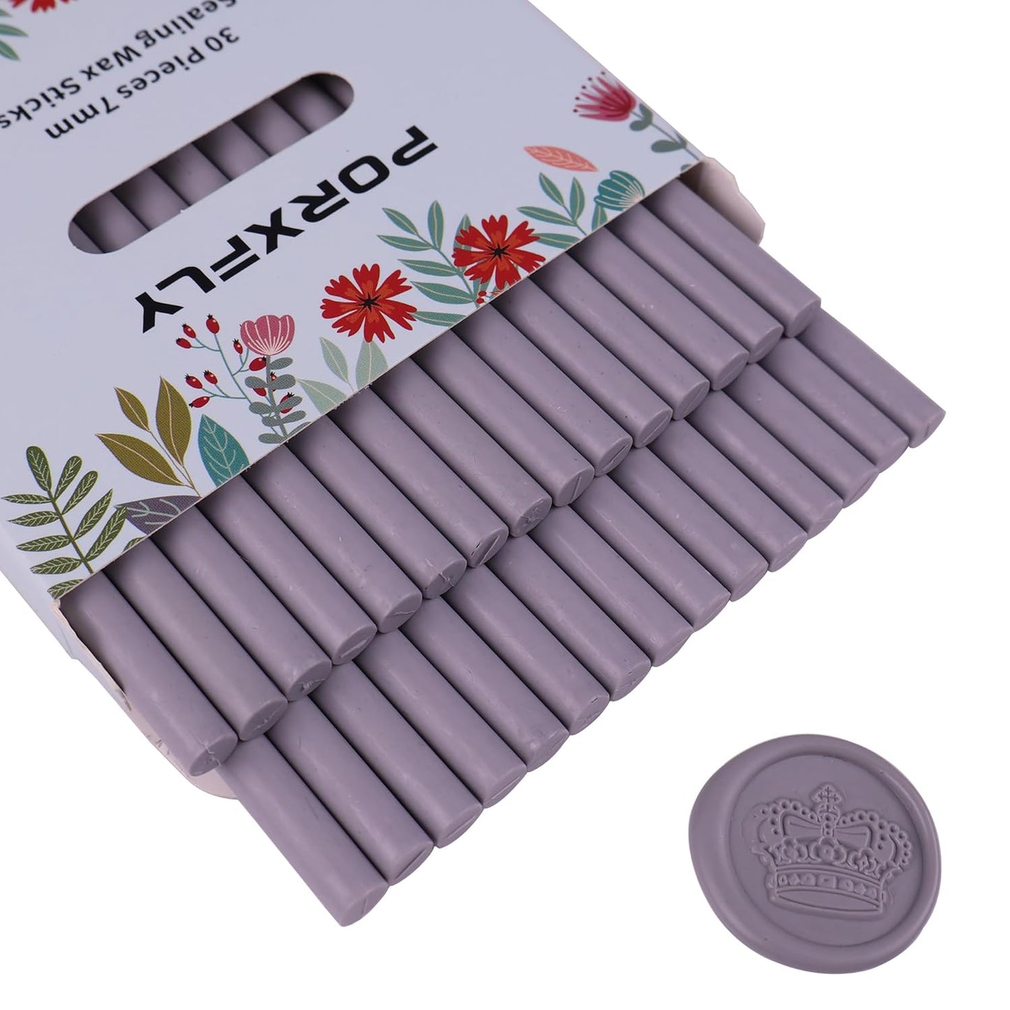 30 Pieces 7mm Sealing Wax Sticks for Glue Gun,PORXFLY Mini Wax Seal Sticks Great for Seals Stamp,Cards Envelopes,Wedding Invitations,Gift Wrapping,Wine Packages (Concrete Gray)