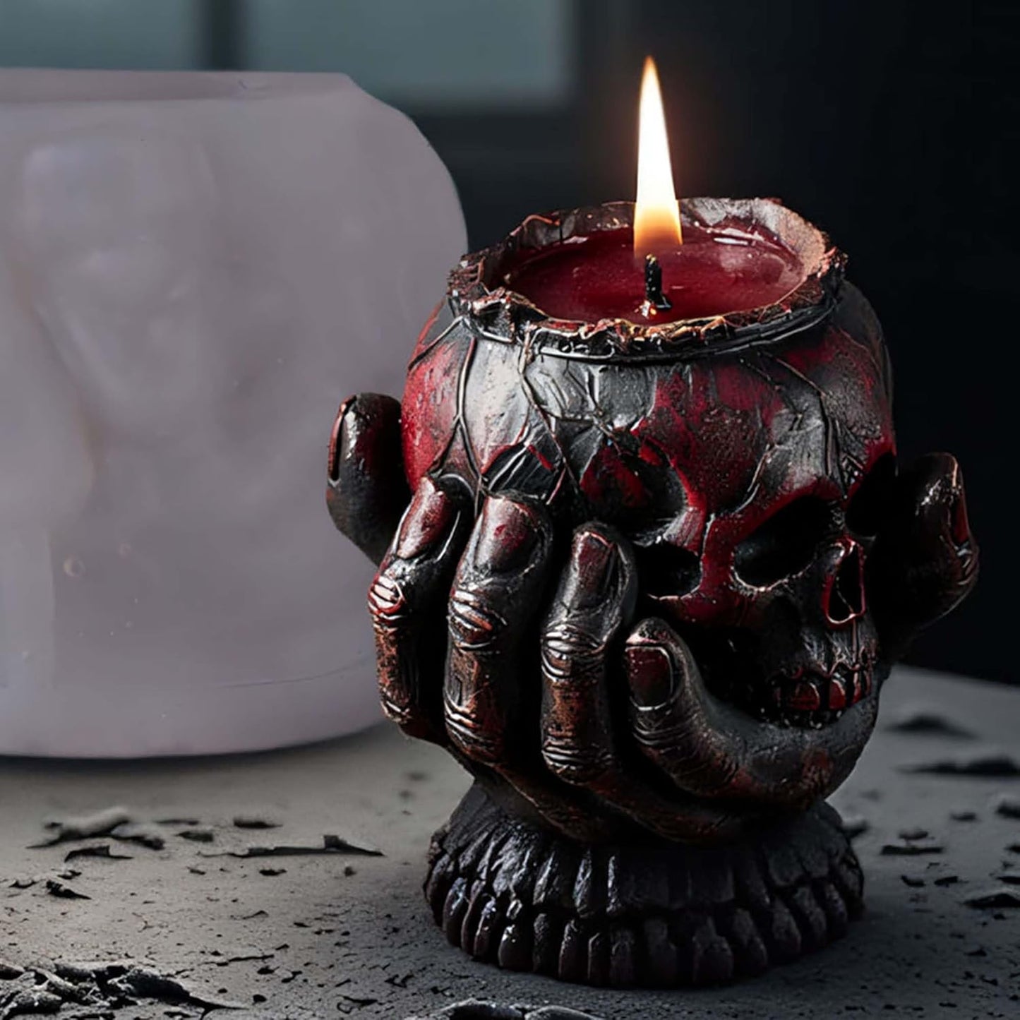 Halloween Skull Hand Ghost Cylinder Molds Silicone Wave Spiral Candle Mold - Silicone Resin Casting Molds for Candle & Resin & Soap Craft Supplies