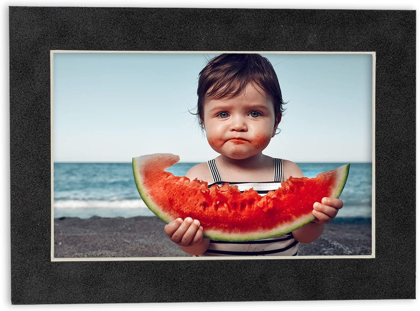 8.5x11 Mat Bevel Cut for 7x9 Photos - Acid Free Dark Grey Suede Precut Matboard with Backing Board and Crystal Clear, Self Seal Photo Mat Bag - for Pictures, Photos, Framing - 4-ply Thickness