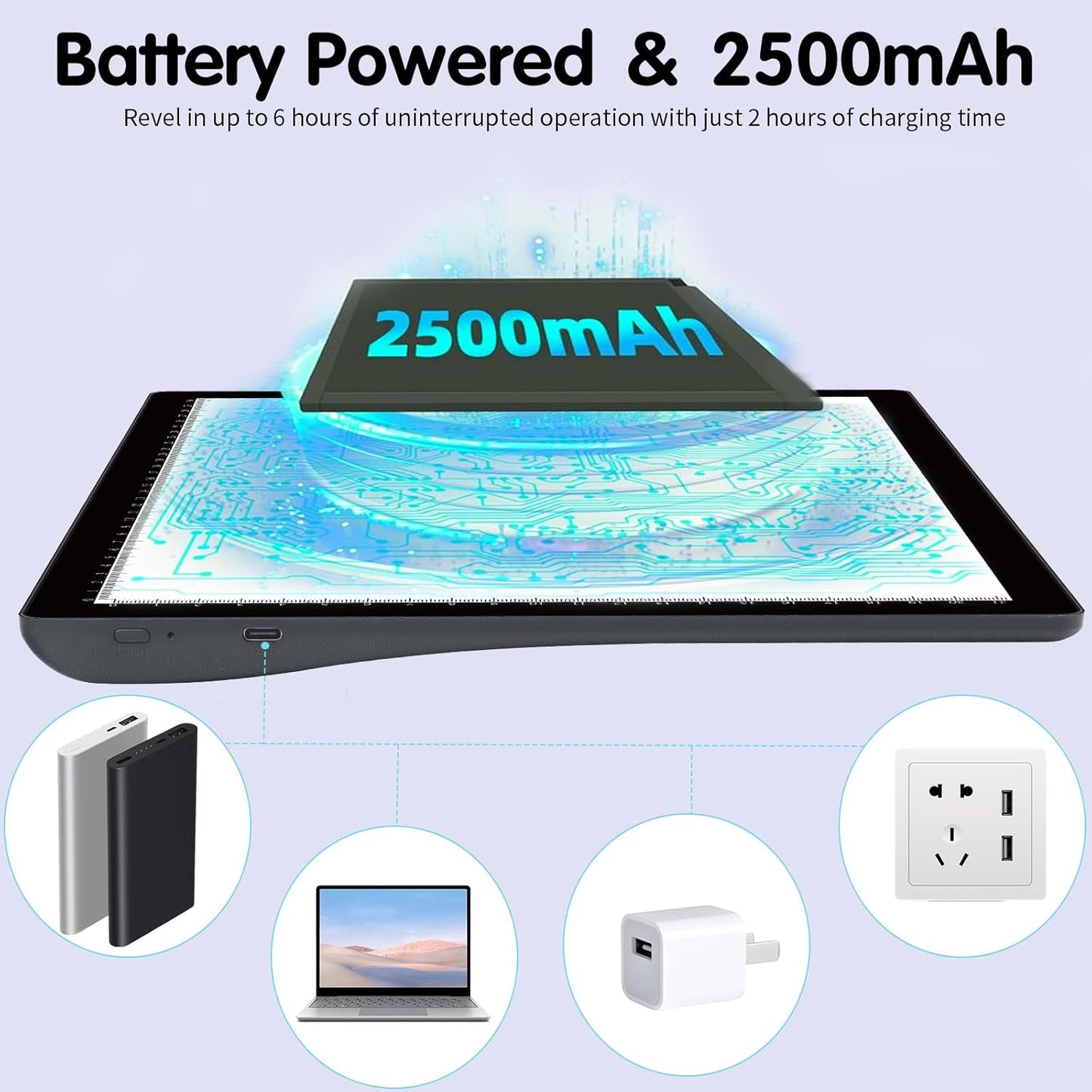 HIUKCOLED A4 Tilt-angle Light Tracing Box with 4 Magnets, 5-level Adjustable Brightness Ultra-thin Light Pad, Battery Powered LED Light Board for Drawing,Diamond Painting,Sketching,X-Ray,Sand Painting