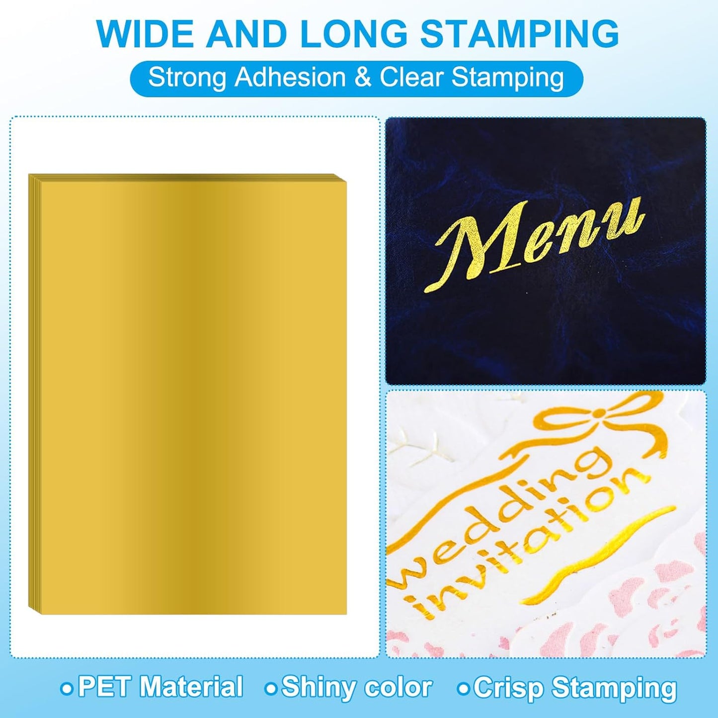 PATIKIL 11.7x8.3" Hot Stamping Foil Paper Sheet, 20 Sheets A4 Heat Transfer Hot Stamping Paper Foil for Leather DIY Logo Decor Craft Gift Package Scrapbook Card, Gold