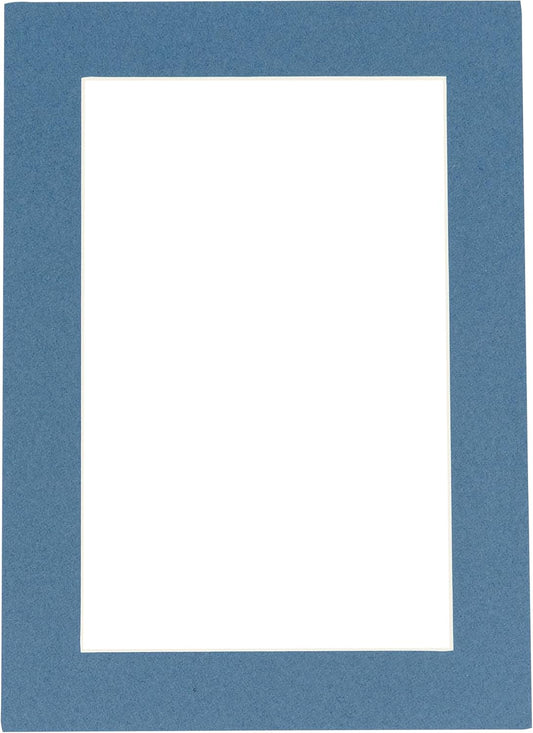 8x10 Mat Bevel Cut for 5.5x8.5 Photos - Acid Free Steel Blue Precut Matboard - For Pictures, Photos, Framing - 4-ply Thickness