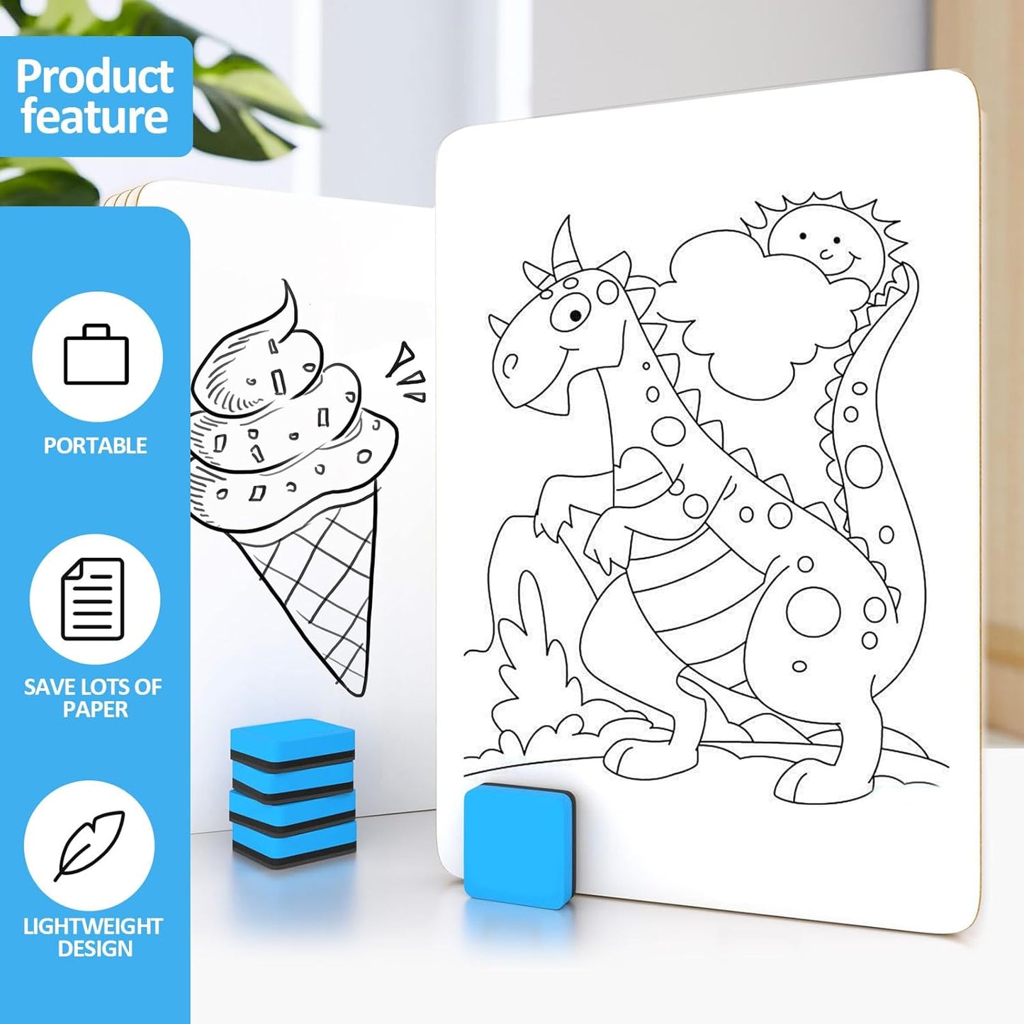 Dry Erase LapBoards, PANDRI 36 Pack Double Sided 12.5 x 9 Inch Whiteboards with 36 Erasers, Dry Erase Boards for Office Students Classroom Teacher Supplies