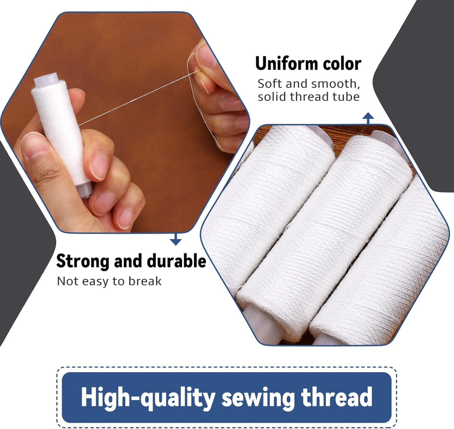 Bupete 8 Rolls White Thread for Sewing, 200 Yards Each Roll Sewing Thread, Polyester Threads for Sewing Machine Embroidery Hand Stitching