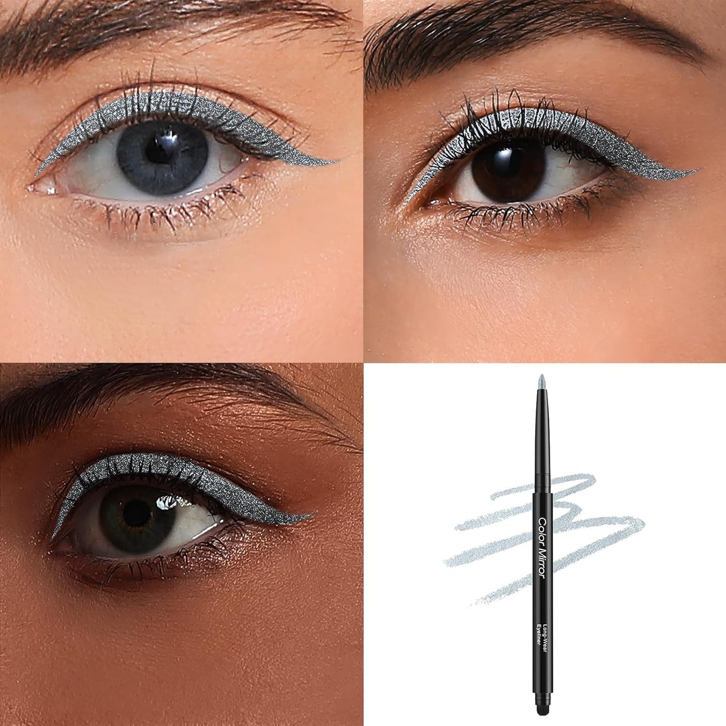 Smudge Proof Eyeliner, Waterproof Retractable Eye liner with Brush, Matte and Shimmer Eyeliner Pencil, Creamy Texture, Long lasting & Smooth(44 Starry Sky Shimmer)