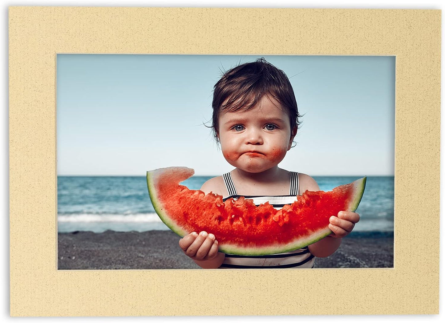 8x10 Mat Bevel Cut for 5.5x8.5 Photos - Acid Free Tan Precut Matboard With Backing Board and Crystal Clear, Self Seal Photo Mat Bag - For Pictures, Photos, Framing - 4-ply Thickness