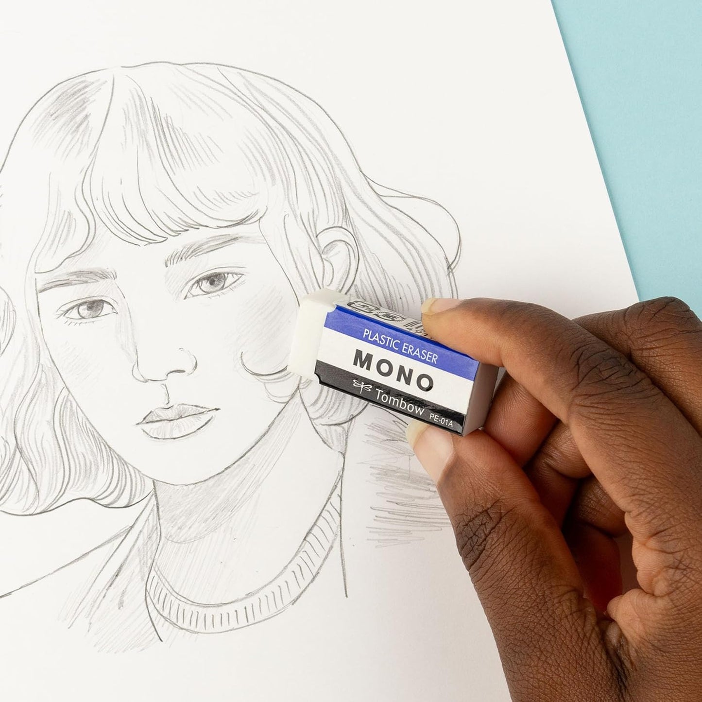 Tombow 57321 MONO Eraser, White, Small, 5-Pack. Cleanly Removes Marks Without Damaging Paper