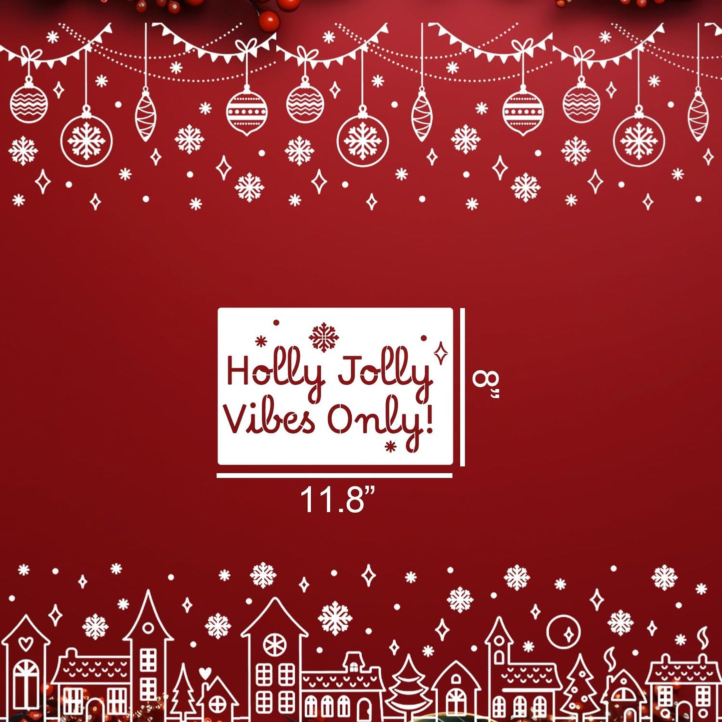 Christmas Stencils for Window Glass Large Christmas Stencils for Crafts Reusable Xmas Village House Holiday Stencil for Painting on Wood Wall Fabrics Decor