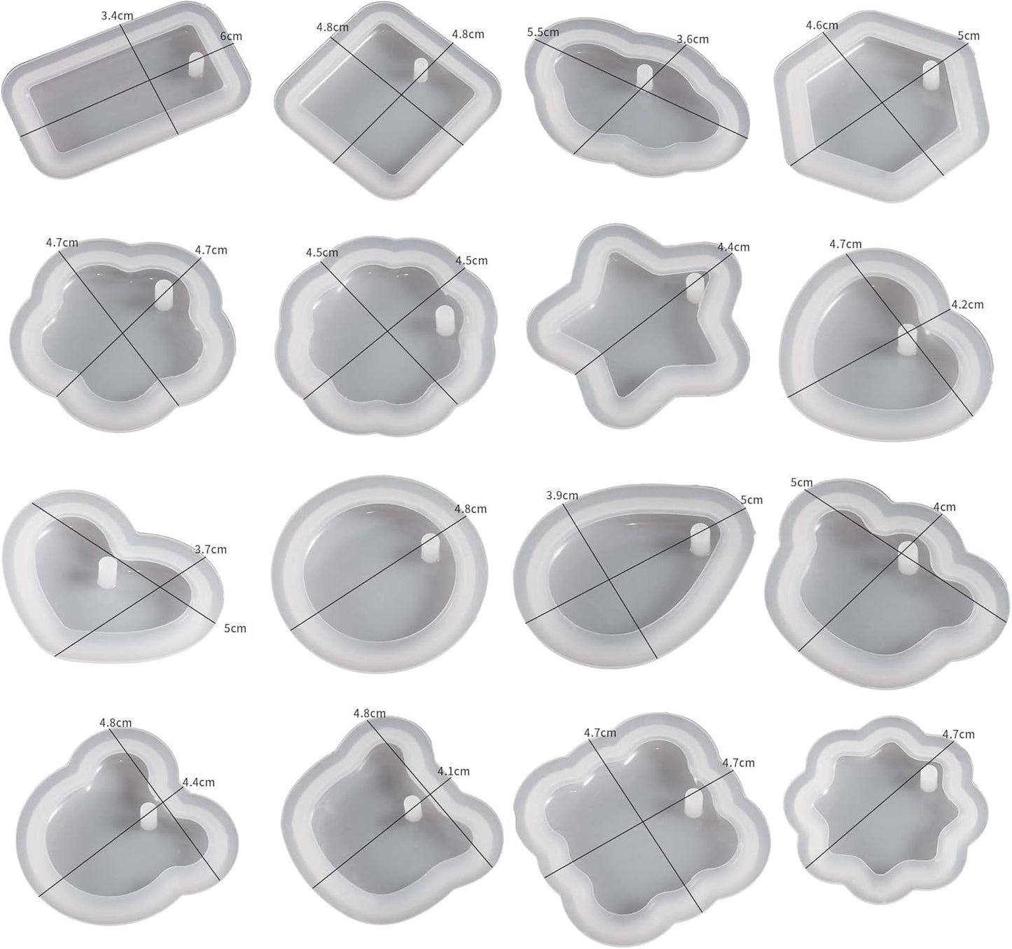 16 Pack Pendant Mold Earring Mold Rectangle Pendant - Resin Casting Silicone Molds for Home Decor & Candle Making Wave Spiral Mold