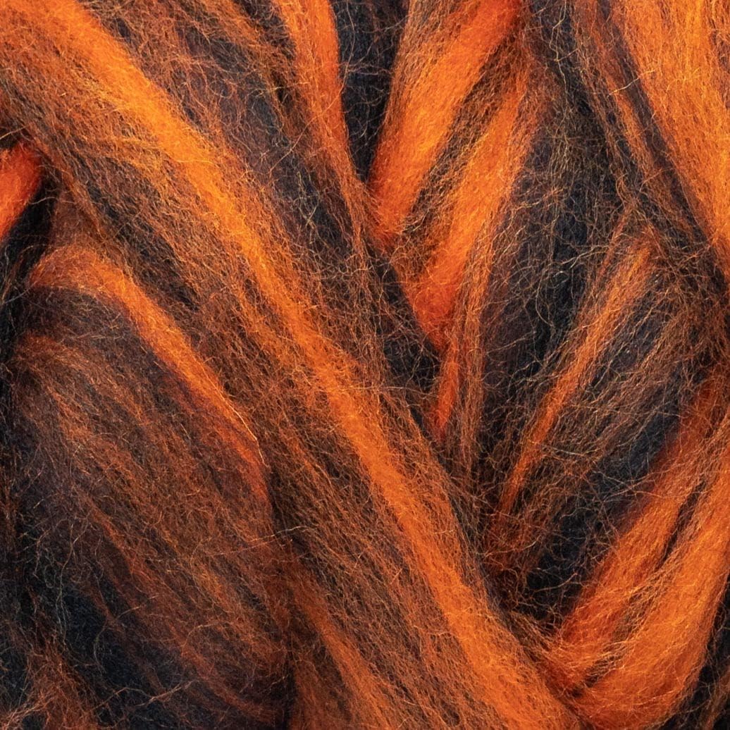 Colored Natural Wool roving, 8 OZ. Best Wool for Needle Felting, Wet Felting, handcrafts and Spinning. (Halloween Zebra)