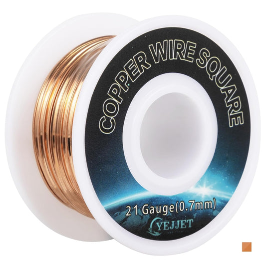 21 AWG Square Copper Wire - 0.72x0.72mm Ultra-Fine Jewelry Wire, 30ft - Delicate Crafting, Wire Weaving, and Miniature Projects
