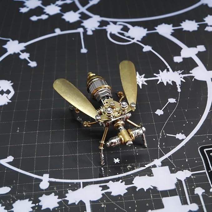 3D Steampunk Metal Fruit Fly Model Kit – DIY Mechanical Brass Insect Puzzle for Adults, Retro Collectible Assembly Craft, Unique Home Office Decoration Gift (Fruit Fly)